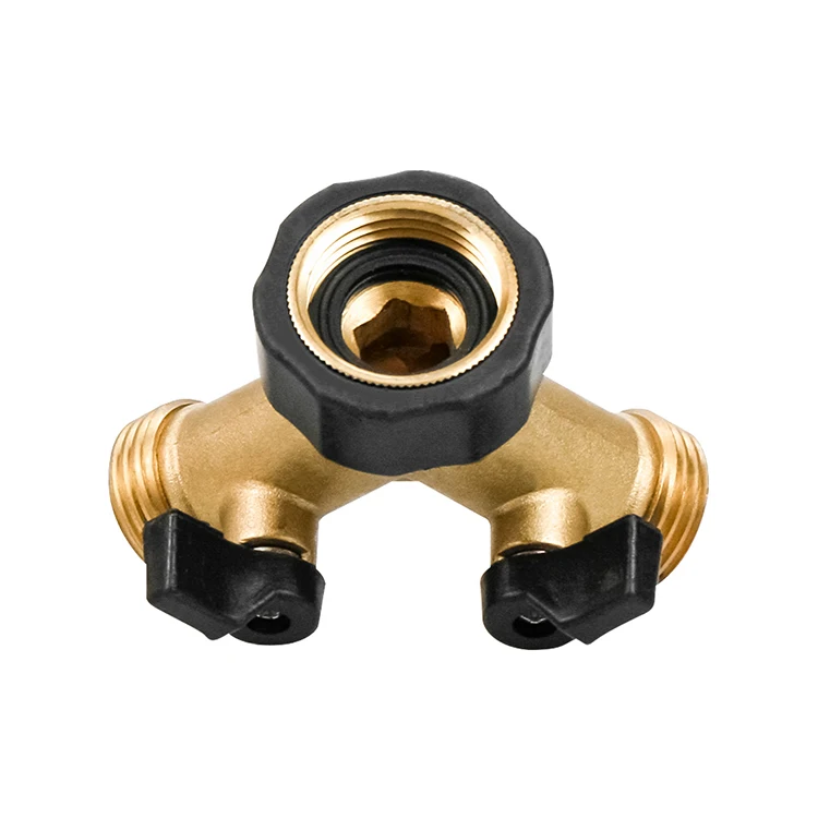Garden Hose Splitter 2 Way Heavy Duty Connector Brass Garden Hose Adapter  Y shaped hose connector
