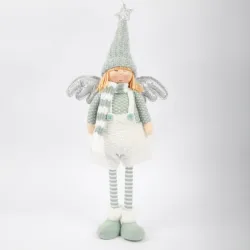 20*10*51cm Christmas Home Decoration Supplies polyester Golden Fairy Elf X-mas Standing Doll Girl Angel With Wings&Led Light