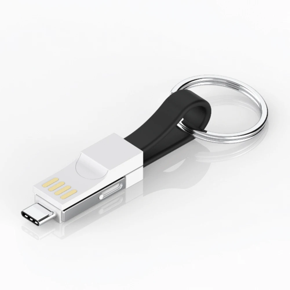 Promotional Gifts 3 in 1 Mini  Keychain Magnet 13cm Short Portable USB Cable Single Mini Fabric Charging Data Cable