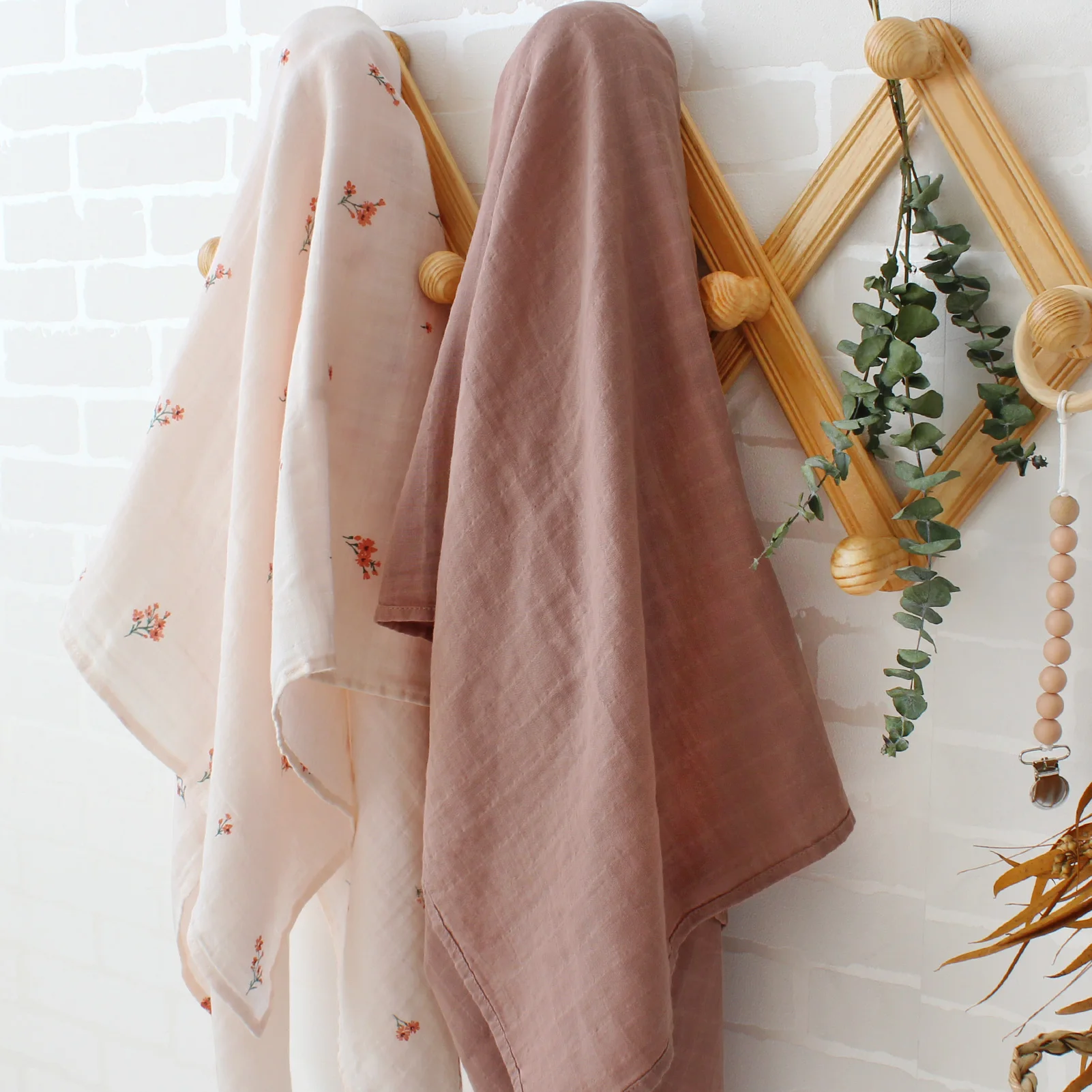 2022 Plain Color Soft Newborn Wrap Set 120x120cm GOTS Certificate Organic Cotton Baby Muslin Swaddle Blanket