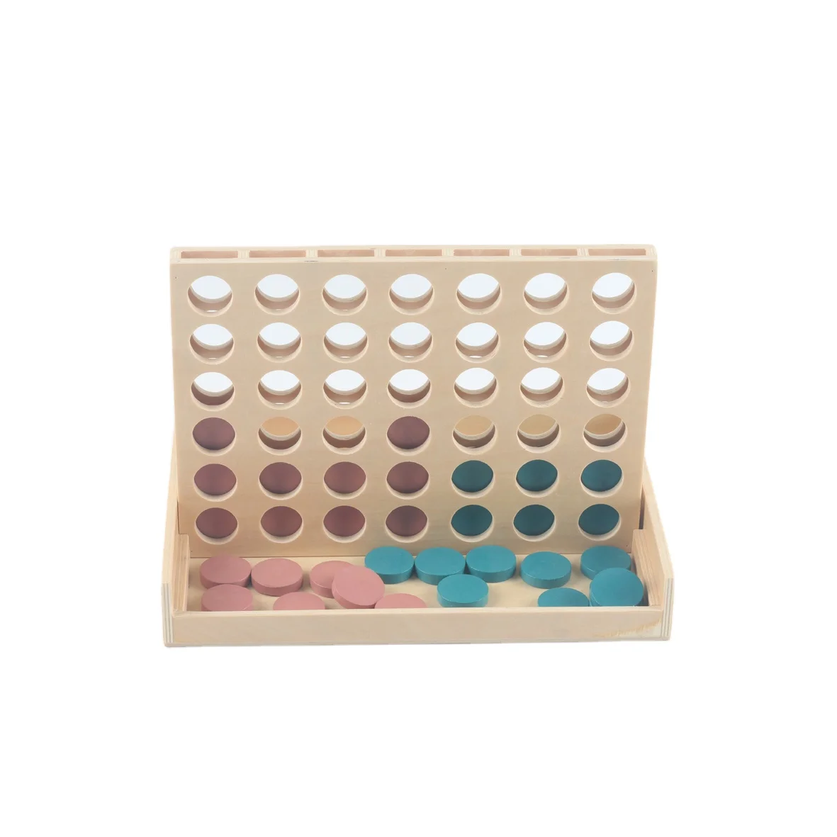 Montessori Educational Toys Children Match Four in a Row Wooden Board Game Toy Classic for Kids
