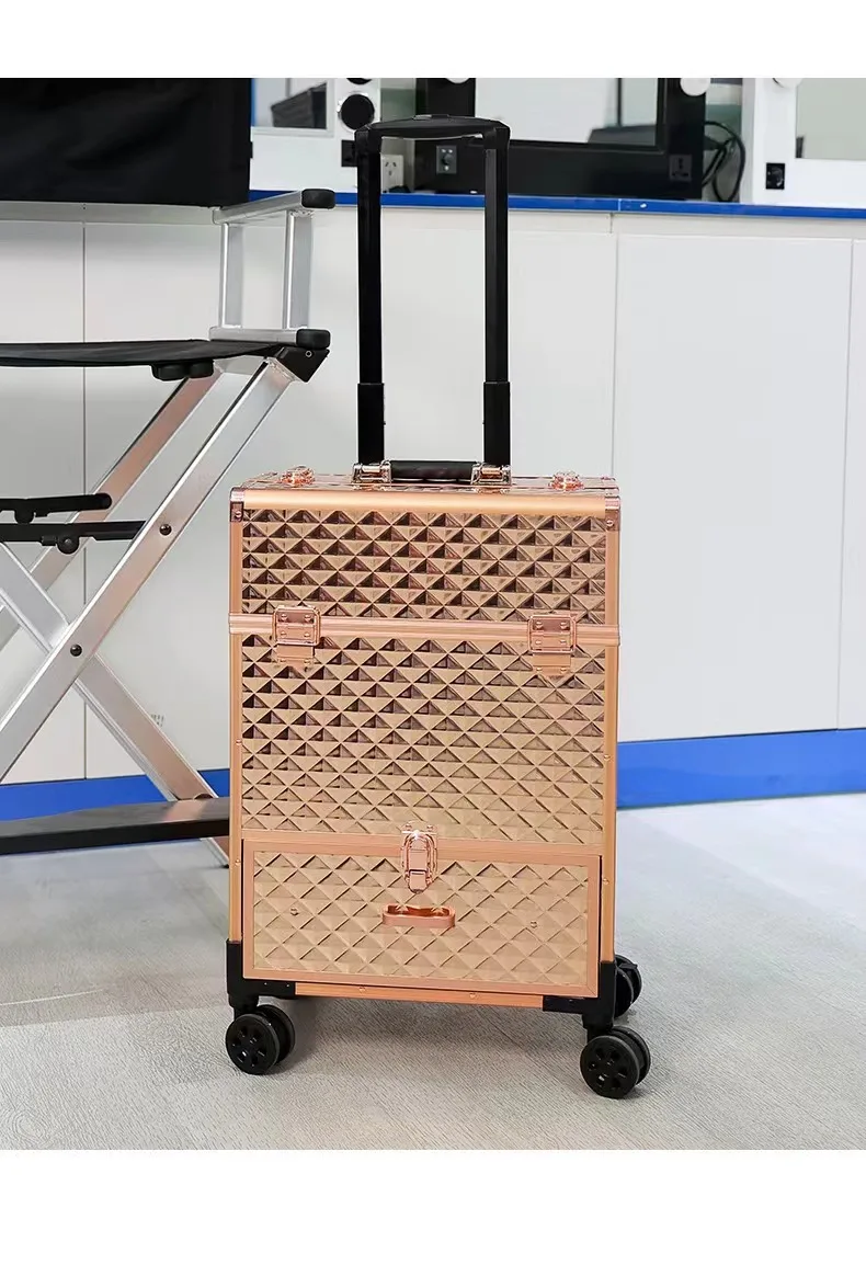 Hard Shell  Rolling Full Makeup Travel Bag Large Storage Cosmetic Bags Case Travel Toiletry Rolling Makeup Trolley Case