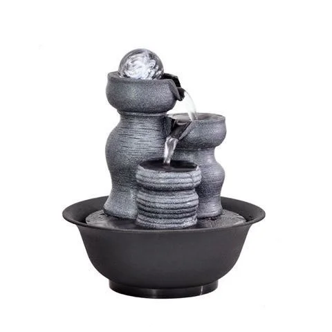 Modern Three-Twist Column Indoor Resin Tabletop Waterfall Novel LED Cascading Water Feature with Customizable Logo