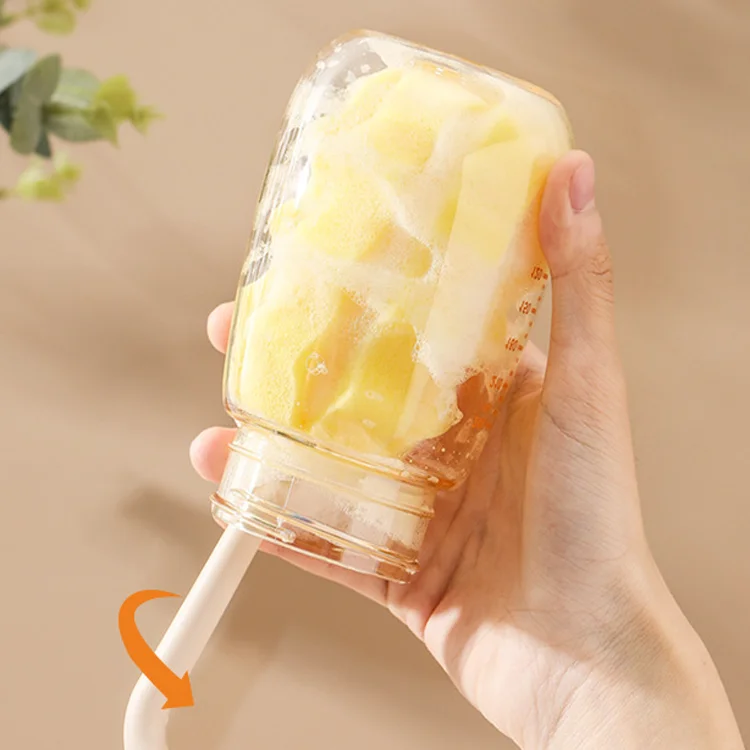 New Design Water Proof Automatic Handheld Electric Silicone Baby Bottle Cleaning Brush Scrubber Set