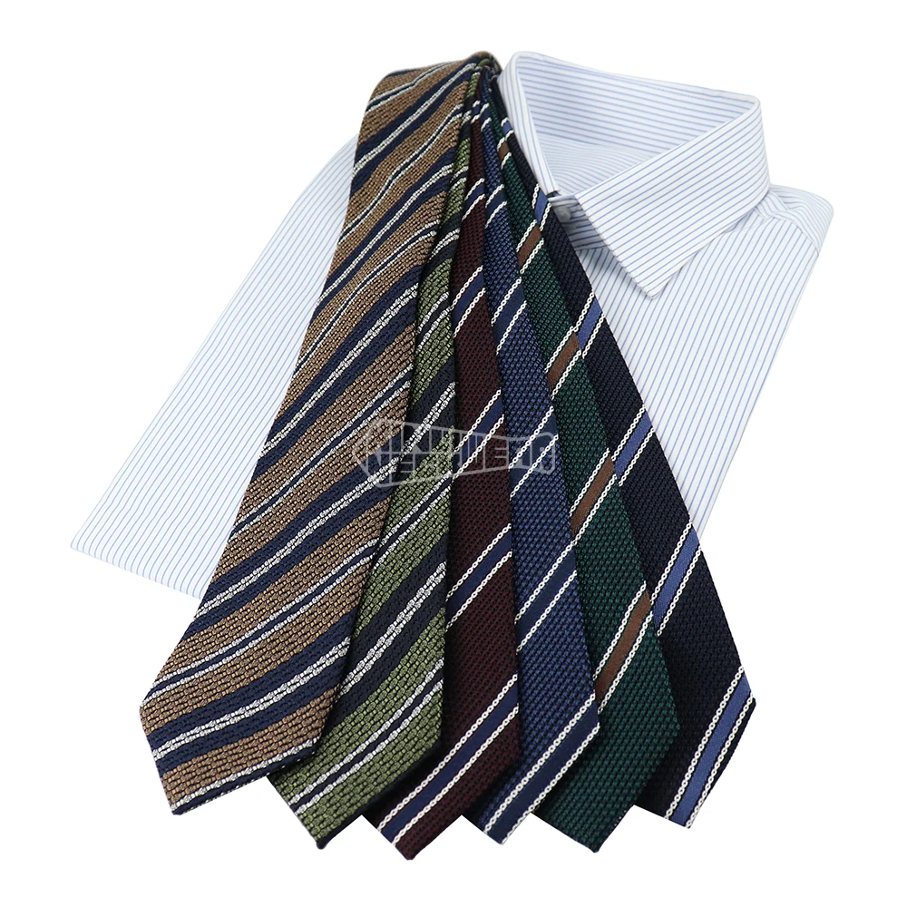 China Classic 3 Fold 100 Silk Jacquard Best Striped Ties Manufacturer Grenadine Silk Neck Tie
