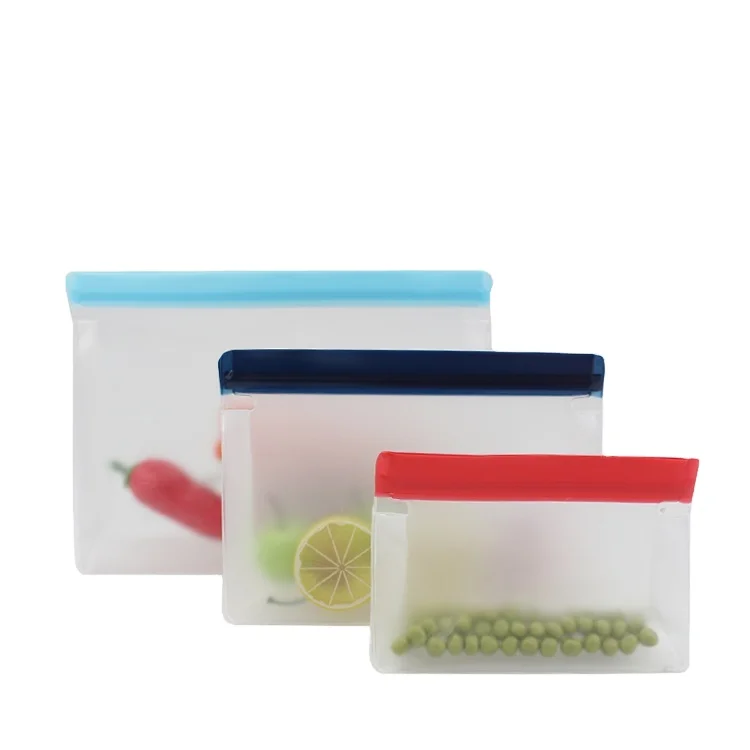 PEVA Reusable Storage Bags Environmental protection Stand-up Food Bags For Lunch Sandwich Snacks