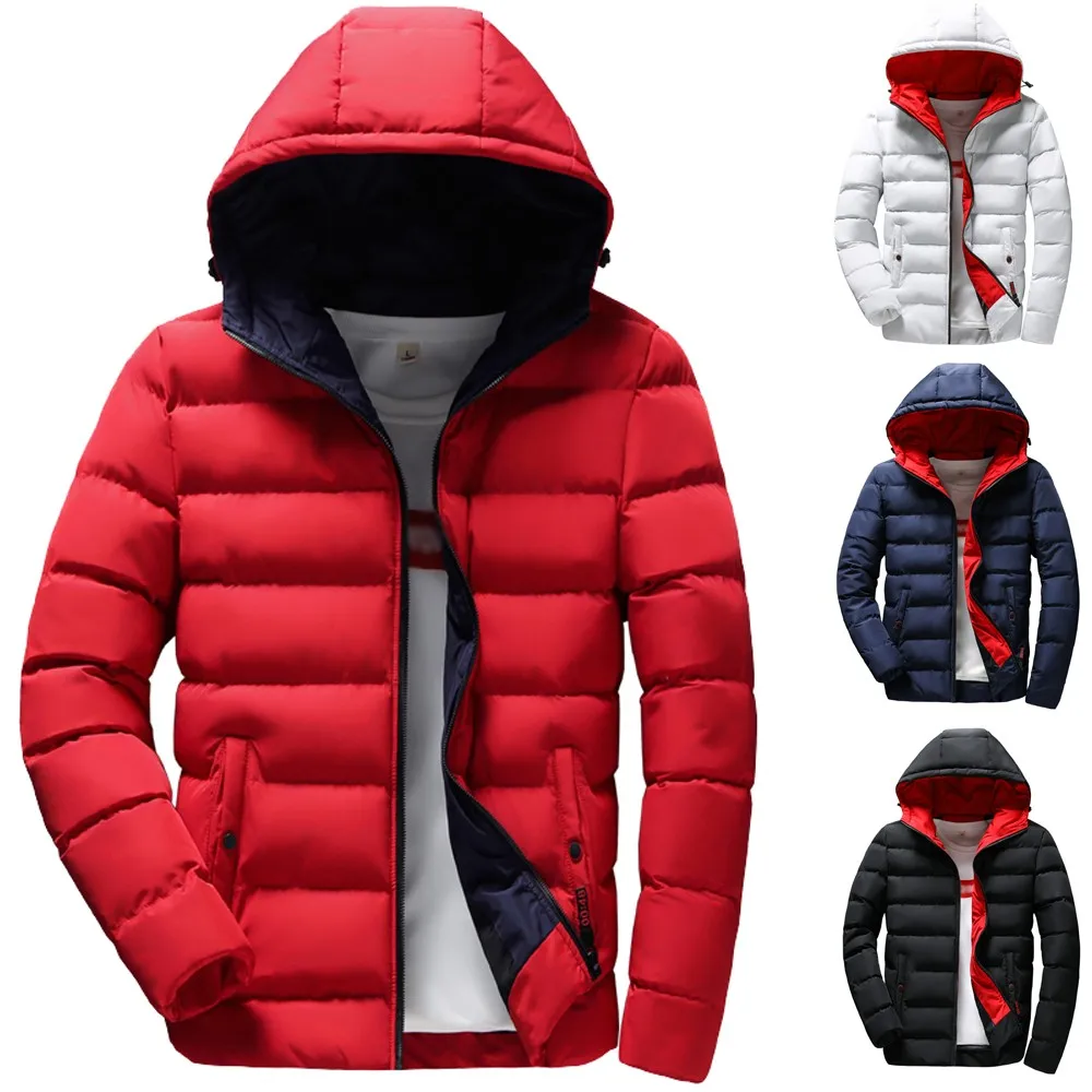 
2019 New Fashion Mens Coat Men Clothes Boys Casual Warm Hooded Winter Zipper Coat Outwear Jacket Top 