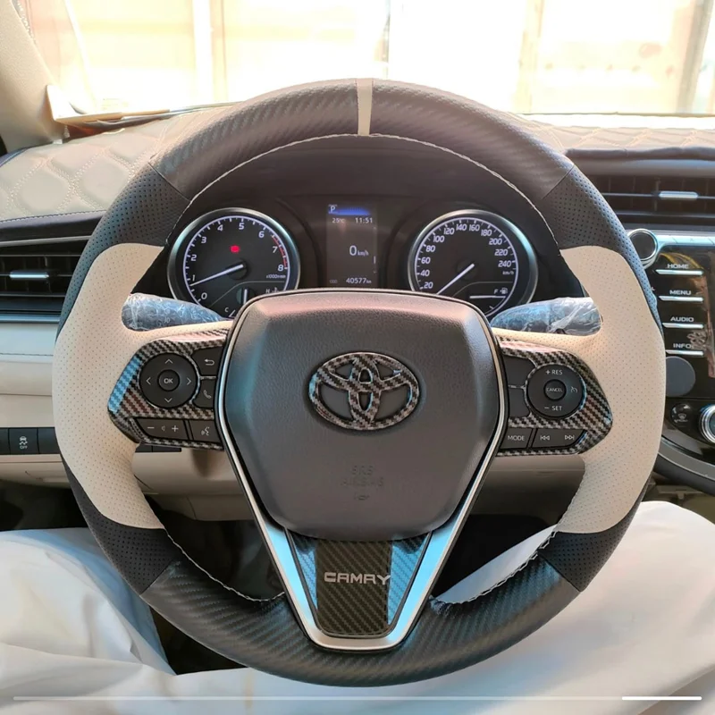 Factory Supply Custom Model Genuine Leather Car Steering Wheel Cover for Toyota Rav4 Highlander Camry  Corolla Prado Good Price