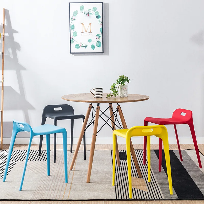 leisure nordic dining chair living room chair Polypropylene no back rest stool modern home furniture waterproof