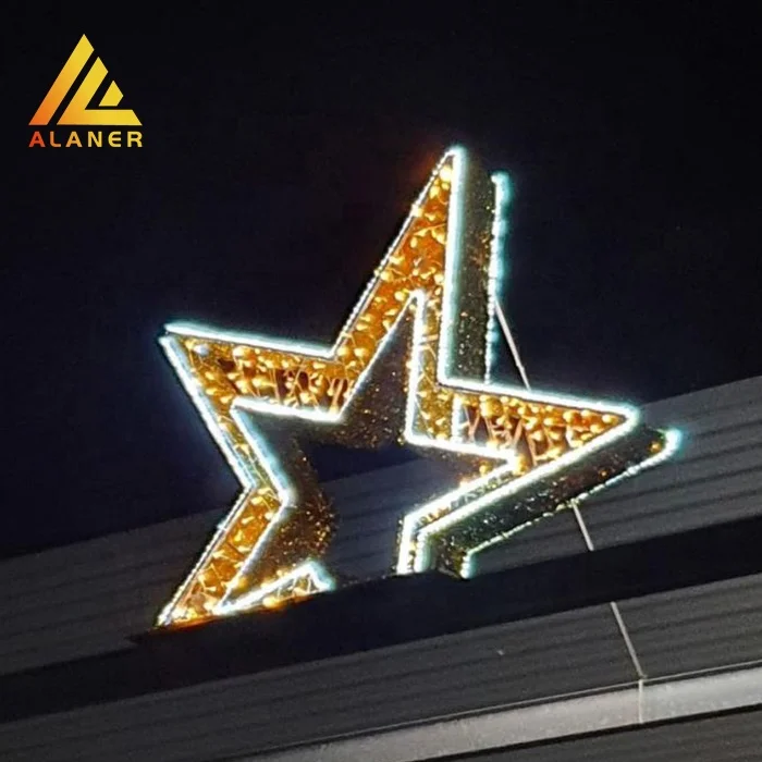 LED Christmas 3D Large stars Light Outdoor Decoration pentagram Street Motif Star String Light