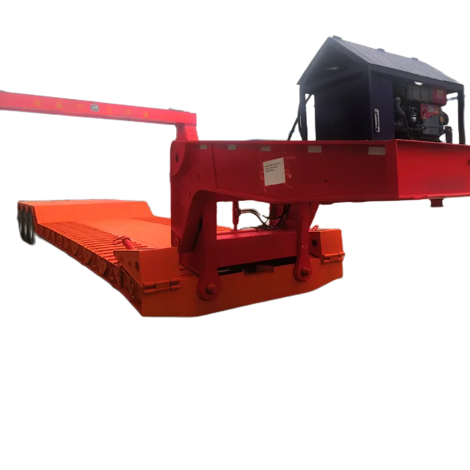 3 Axles Drop Deck Lowboy Semitrailer Low Platform For Sale Heavy Duty Excavator Trailer Transport