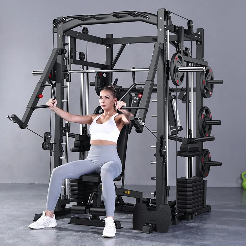 Wholesale Multi-Function Metal Smith Machine Squat Rack Commercial Home Gym Fitness Equipment Indoor Use Bodybuilding Plate Rack
