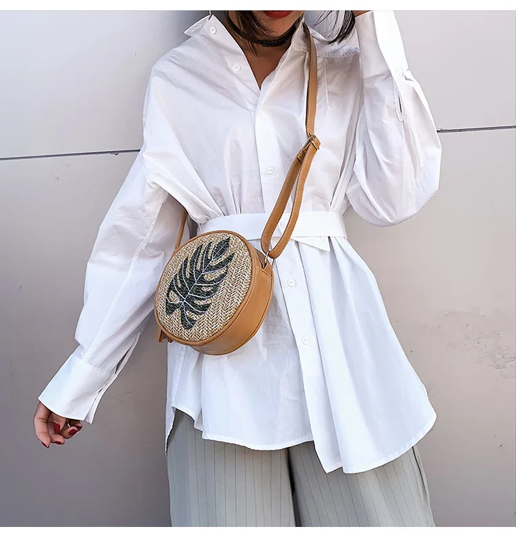 Summer bali bohemian style handmade round tassel straw beach bags