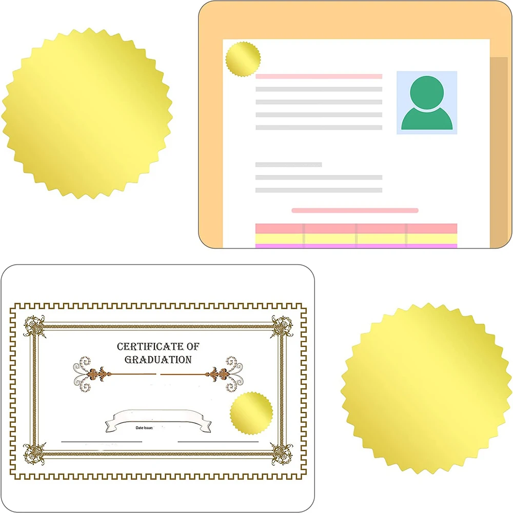 500pcs per roll Embossing Stickers Self Adhesive Label Foil Blank Metallic Gold Certificate Seals for Envelope Package