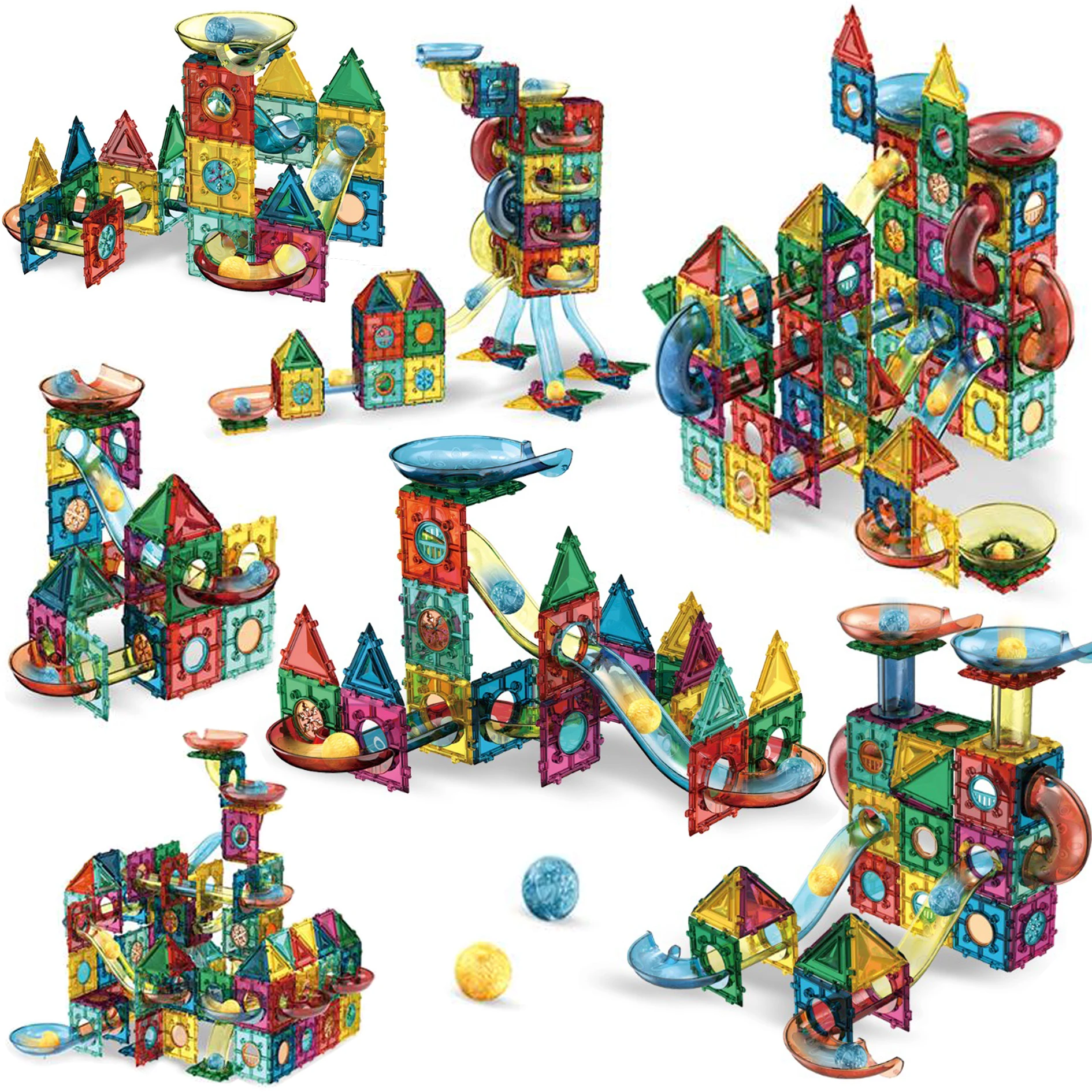 TOMMABO 193pcs Colorful Magnetic Building Blocks Toys DIY Blocks Construction Set 3D Building Blocks Enlightenment Toys For Kids