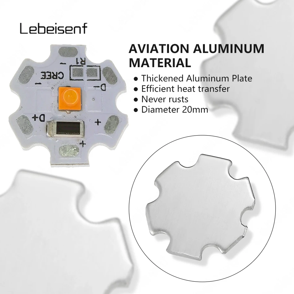 High Power SMD 3535 Ceramic LED Lamp Beads Warm Natural White 3000/4000/6000K Golden DC 5V 3W Resistor 20mm Star Aluminum Plate