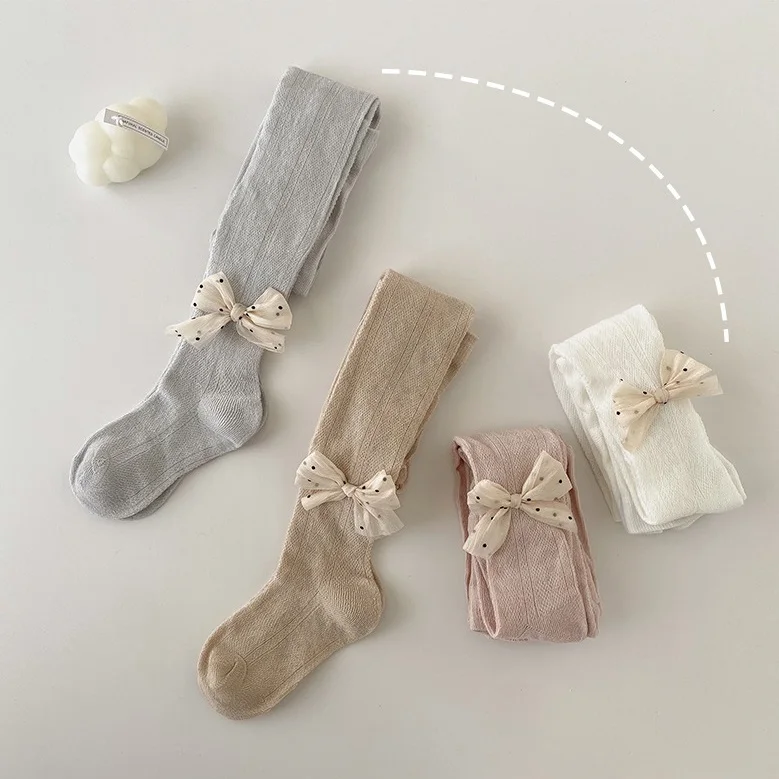 Mosquito - Proof Children Pantyhose Net Hollow  Baby Stockings Girl Pantyhose Tights With Bowknot