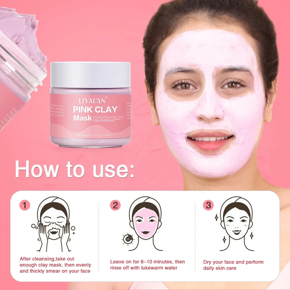 Private Label Natural Organic Facial Care Deep Cleansing Anti Aging Face Maskmask Beauty Whitening Pink Clay Mask
