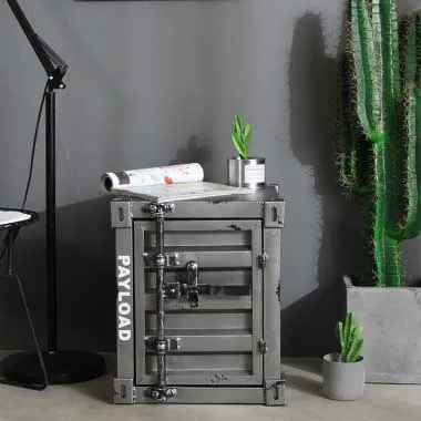 
Coffee Bar Hotel Customized Rural Square Storage Iron Industrial Retro Side End Small Container Table 