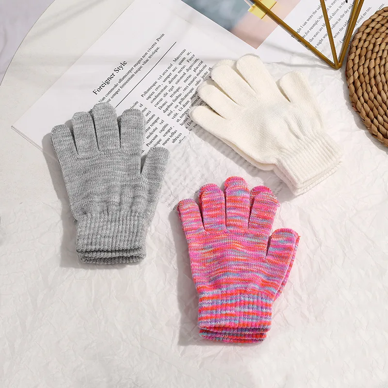 New autumn and winter baby gloves fashion pure color cold warm knit gloves for school children ages 3-8