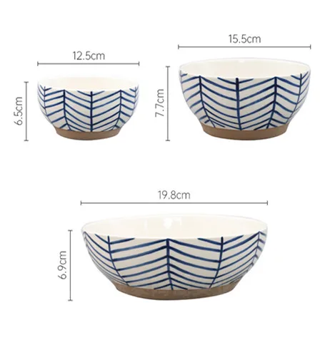 Japanese Nordic style blue raindrop household rice bowl, creative tableware hand-coloured noodle bowl