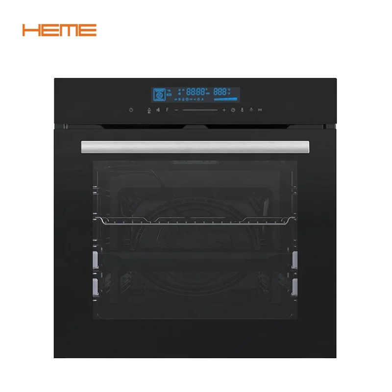 European Oven 220v Black glass Large size Led touch screen Wall Oven Home baking Built in Electric Oven