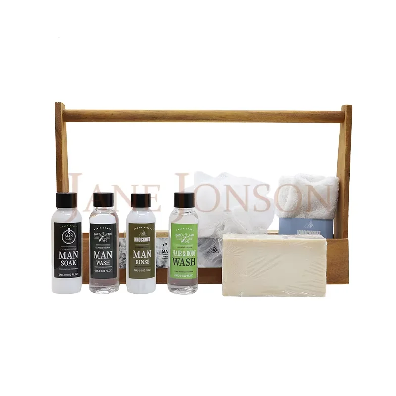 Wooden Box Beauty Spa lotion Relaxing Shower Gel Body Care Gift Sets For Men With Handle
