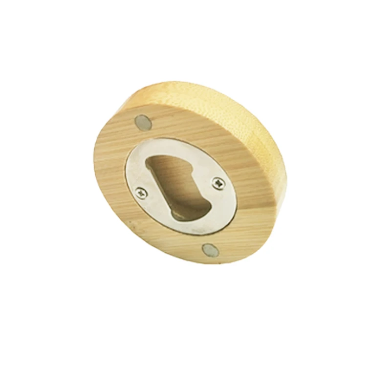 Personalized Round Wooden Custom Blank Refrigerator Fridge Magnet bamboo Beer Bottle Opener for Decoration Craft DIY