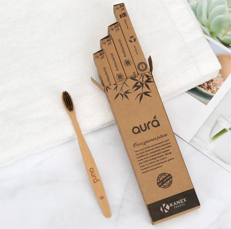 
Natural Bamboo Toothbrush Custom Logo Print Toothbrush Personalized Charcoal Bristle Ergonomic Kids Bamboo Toothbrush 