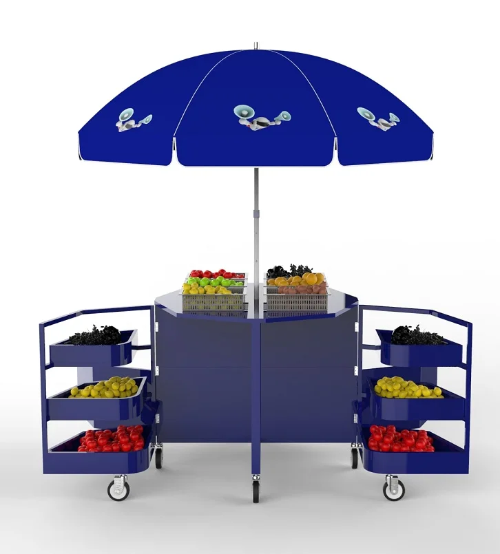 New design Outdoor street sale pop up metal folding fruit vending cart trolley stall