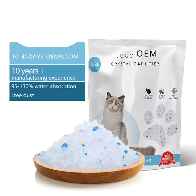 Cat Litter Sand OEM Wholesale Easy Clean  Used 3.8 L 4L 1.6KG Crystal Cat Litter Bulk Silica Gel Cat Litter