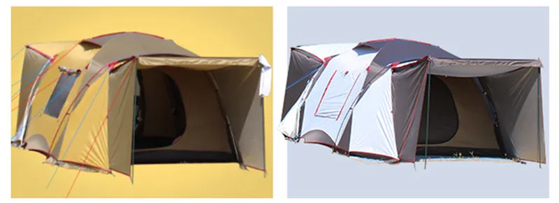 Outdoor Use Glamping 5-6 Persons Double Layer Big Capacity Awning Instant Car Camping Tent with 1 Bedroom and 2 Living Rooms
