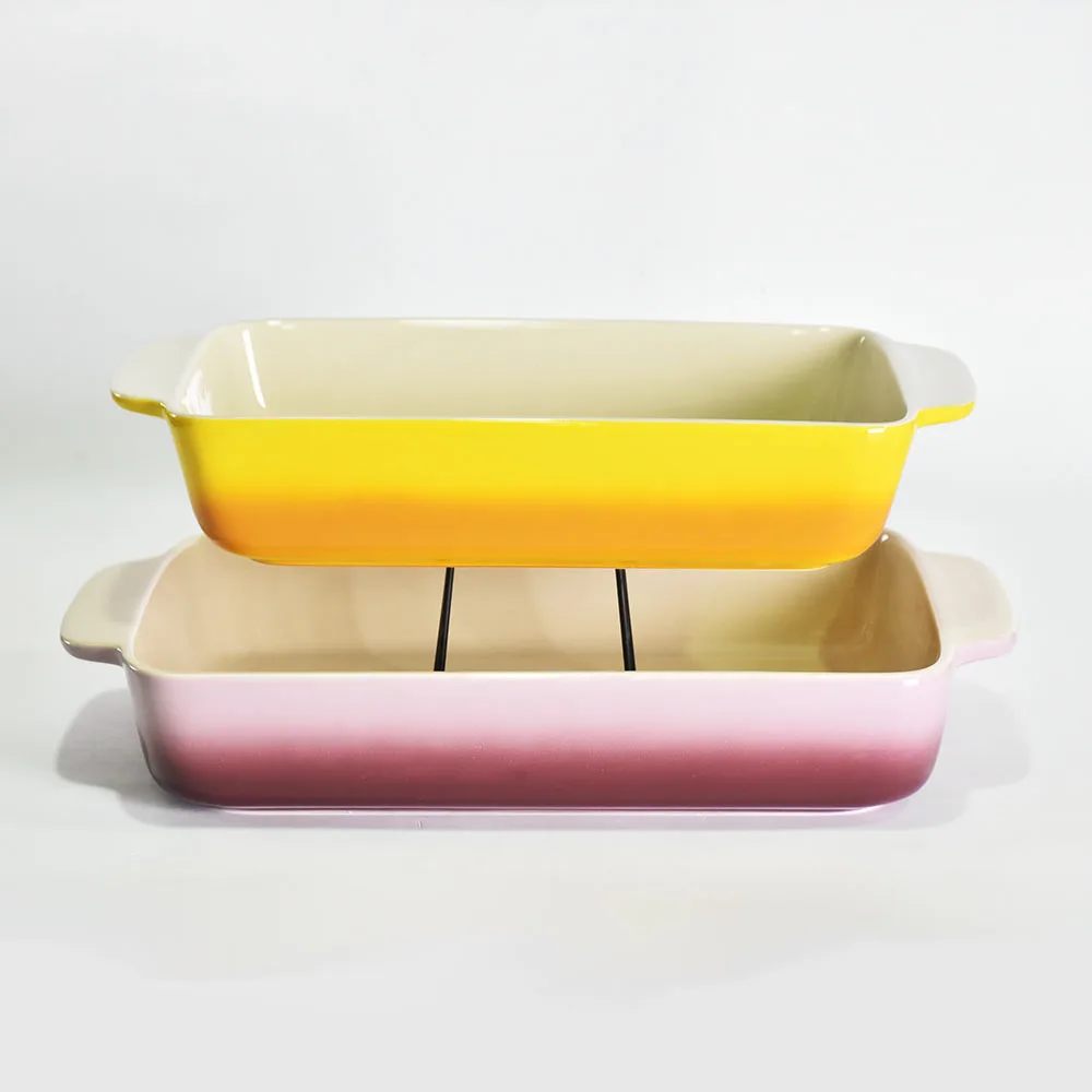 Enjoyable stoneware gradient yellow combination purple dinnerware set ceramic tableware assortment