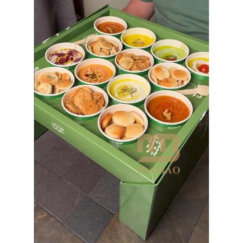 custom new ramadan shawarma grazing box Arabian food Packaging container takeout chips Kunafeh combo Platter Divider cup Lid