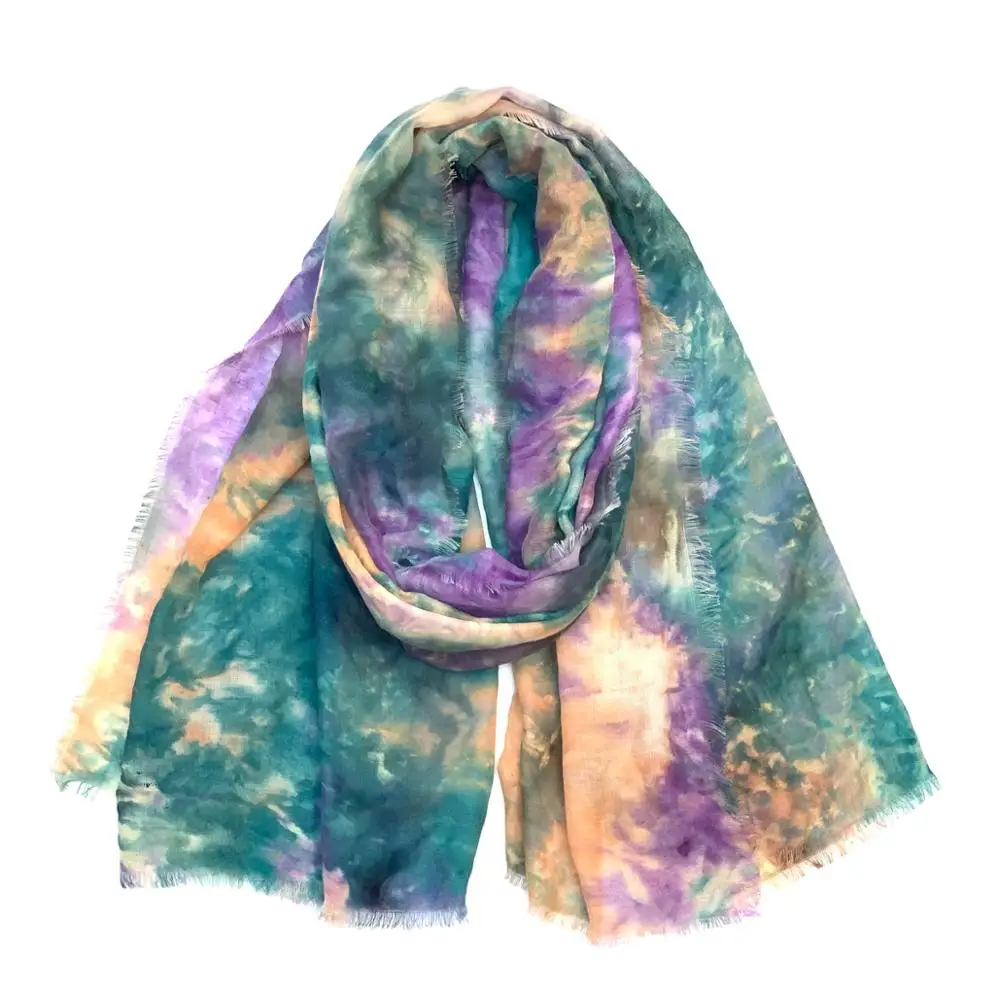 HOT fashion spring and summer one tie dye fashion disgen for OEM women viscose scarves and shawls