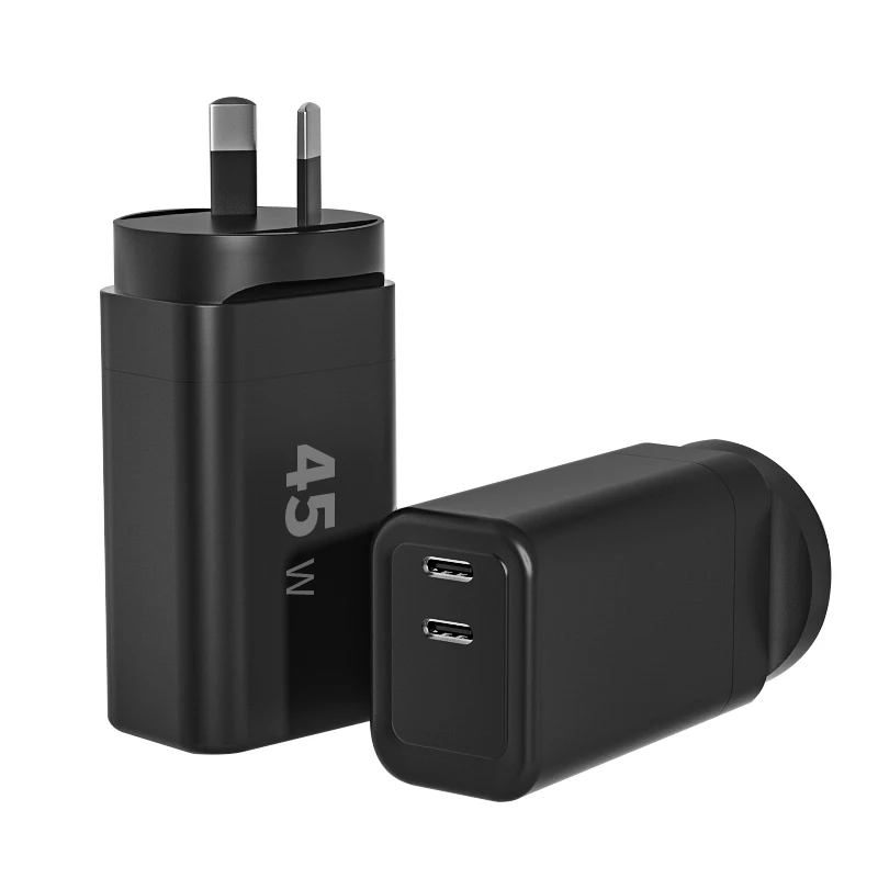 45W Gan Top Selling Products 2 Usb-c Power Adapter Fast Charging Cube Block USB Fast Charger