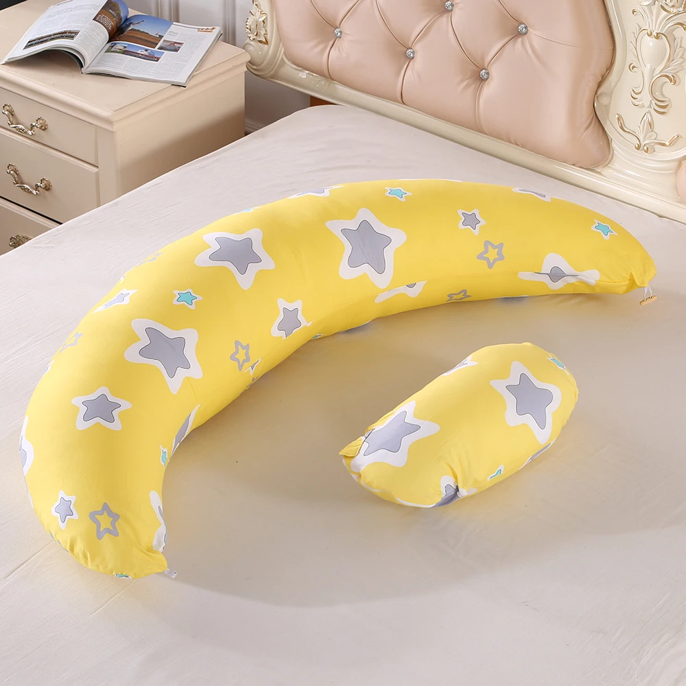 
Custom design Blue Yellow 100%cotton Breastfeeding pillow Pregnant women comfortable body pillow travel 