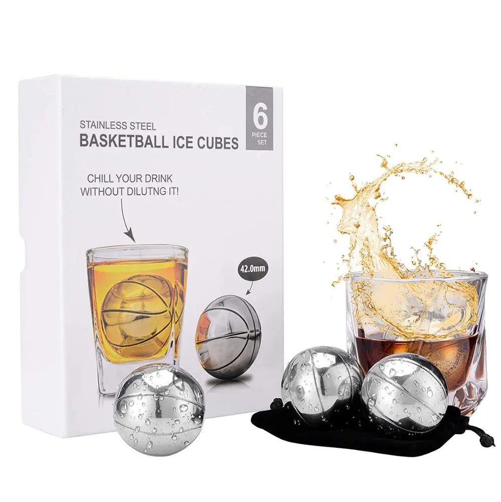 
Recycle whisky ice stone basketball round ice cube metal stainless steel whiskey stone 