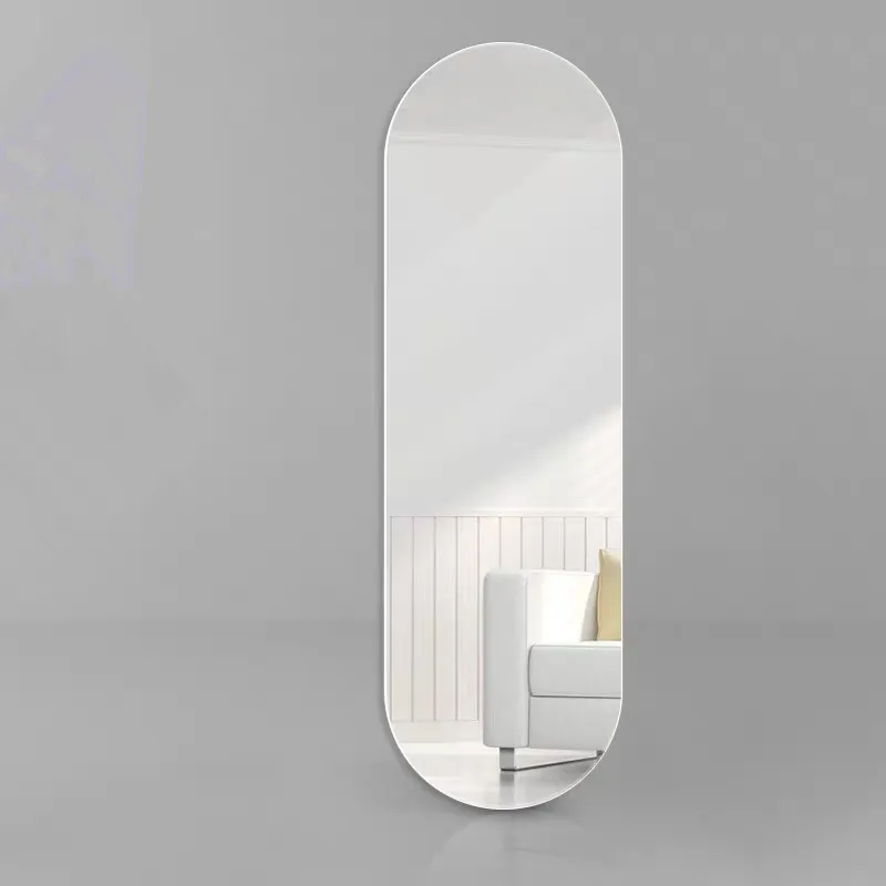 customized size frameless asymmetric shape dimension wall ultra clear glass mirror