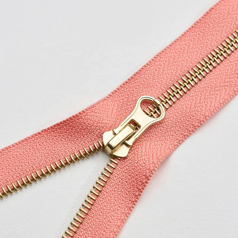 High Quality Long Zip Zipper 3# #5 Brass Teeth Jacket Metal Zip Zipper