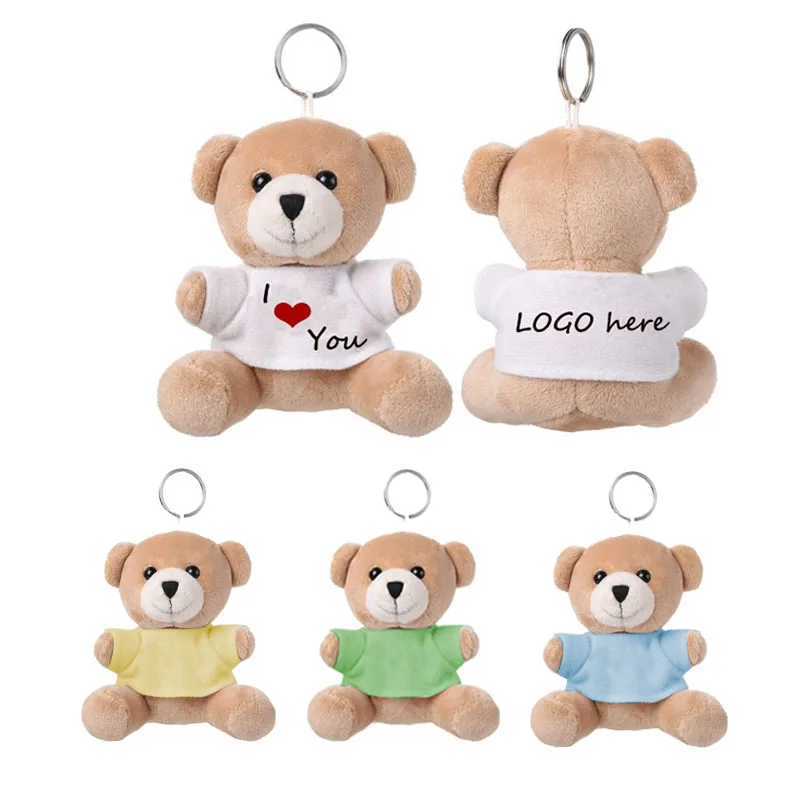 Wholesale cheap mini animal keychain plush toy custom promotion cute teddy bear plush keychain toys