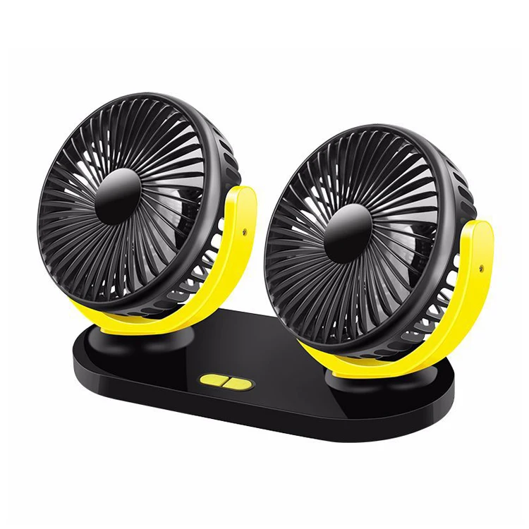 Summer Car Air Conditioner Fan 360 Degree Rotating Adjustable Double Heads Air Fan Mini Electronic USB Cooling Fan for Car