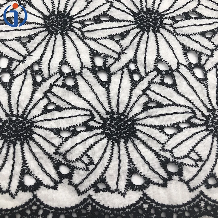 Высококачественная швейцарская кружевная ткань с цветочной вышивкой и петельками для платья