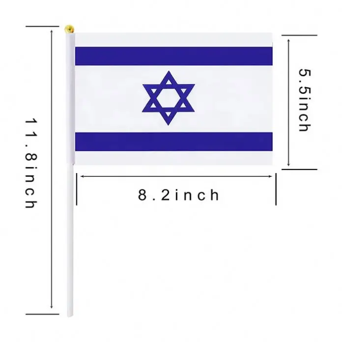 Wholesale Polyester Custom All Size Israeli Israel Mini Flag Small Hand Held Miniature Flags On Stick For Decoration