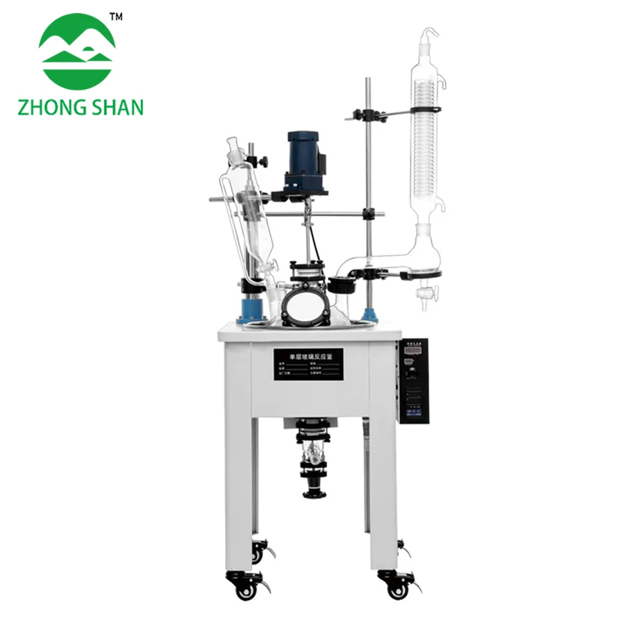 2L 5L 10L 20L Chemical Lab Equipment Double Jacketed Glass Reactor Reaction Kettle Single Layer Glass Reactor