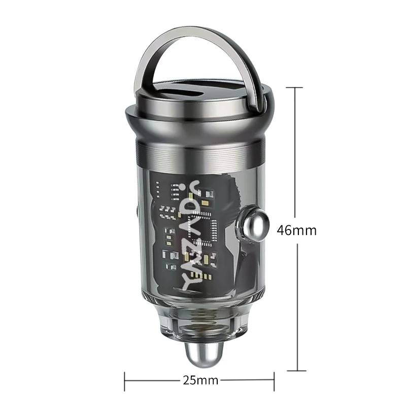 Car mobile charger with usb 3.0 cable LED promotional USB Type-C 12-24V car charger Mobile Phone Light super Power Charging