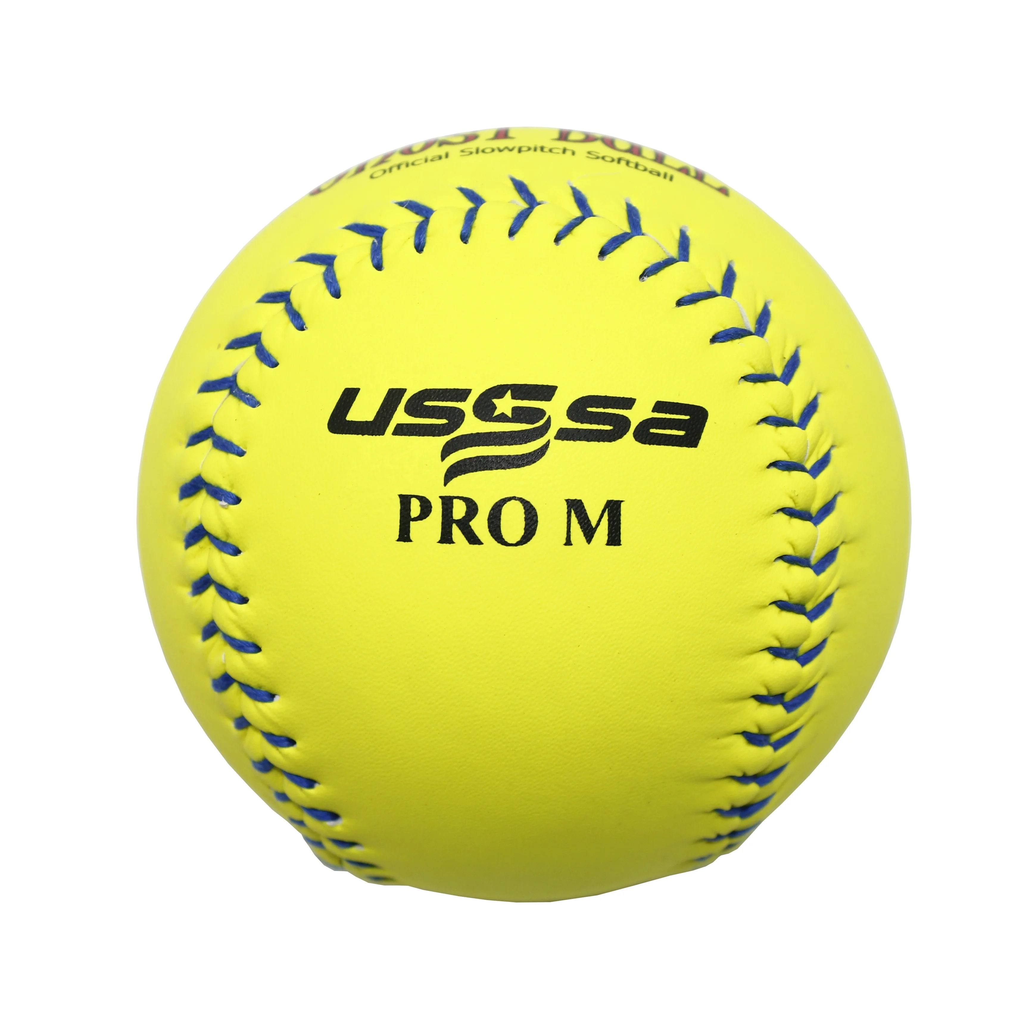Wholesale Good Quality Customized Logo Printed Team Sports Official Durable Cork Core PU Core Yellow Green Leather Softball