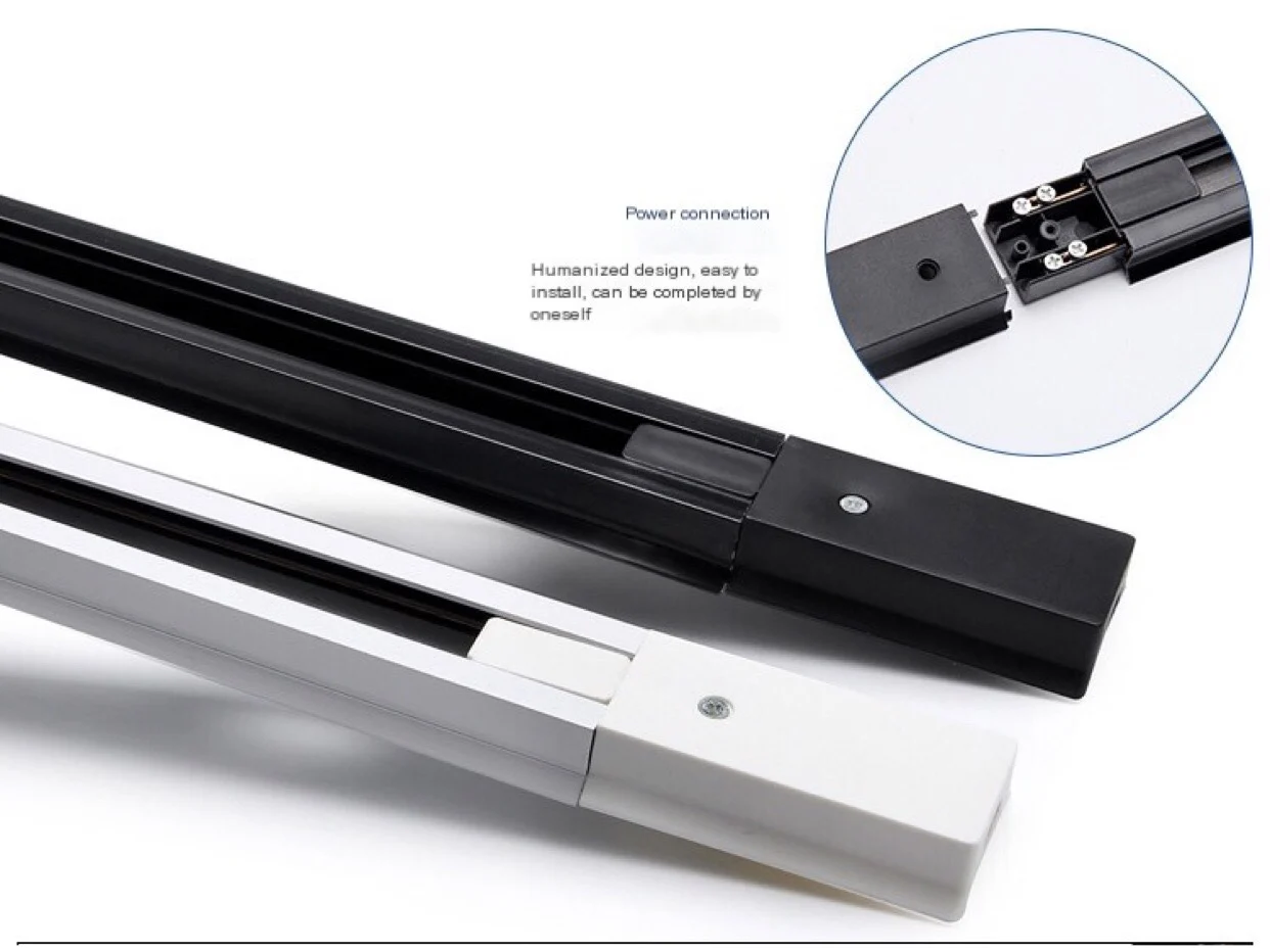 LED track spotlight two wire joint track strip 1m, 1.5m, 2m slide track lamp holder rail strip accessory connector