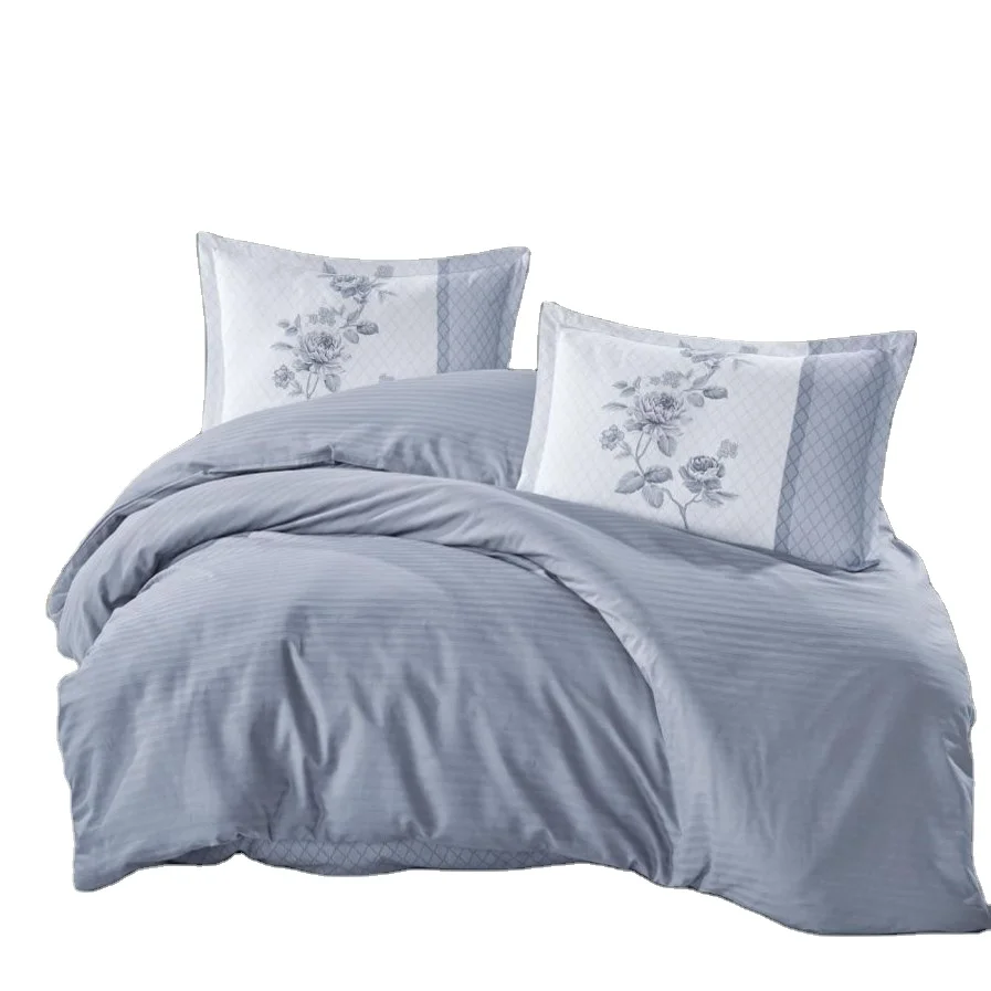 Fabrics Customized  Solid Pattern Dobby Bedding Sheet Set Comfortable Soft Satin Bedding Set for Home