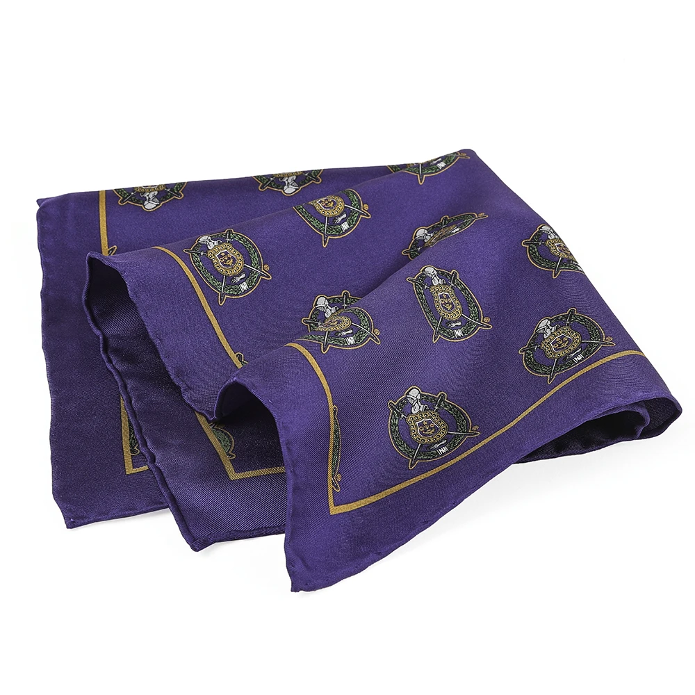 Custom Sorority Fraternity Pocket Square Silk OMEGA PSI PHI Purple Handkerchief Handmade Luxury OPP Pocket Square